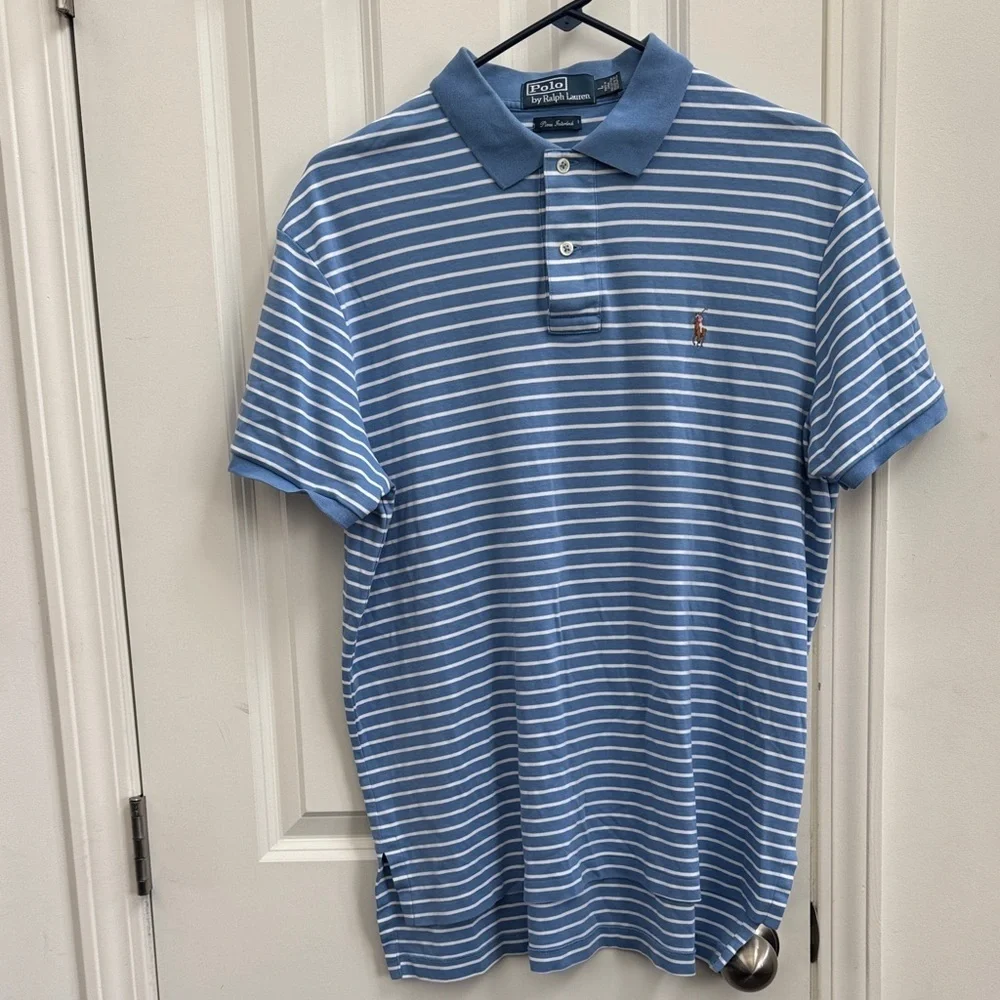 Polo by Ralph Lauren Blue & White Striped Cotton Polo
